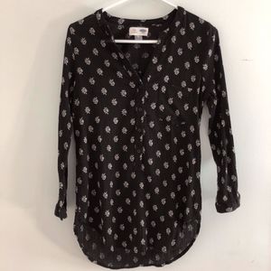 Black microprint Tunic/Blouse